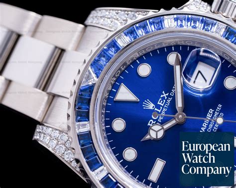 rolex submariner date 116659sabr 18k white gold diamonds sapphires unworn|rolex 116659 for sale.